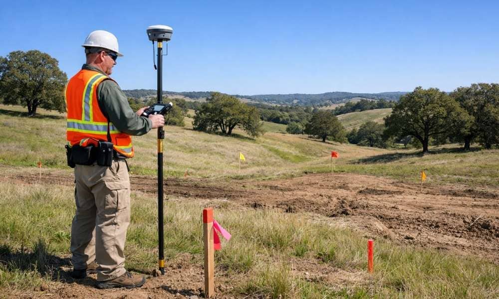 Topographic survey before land development - ALTA SURVEY Virginia Land surveyor performing a topographic survey before land development to measure elevations, terrain, and existing site features